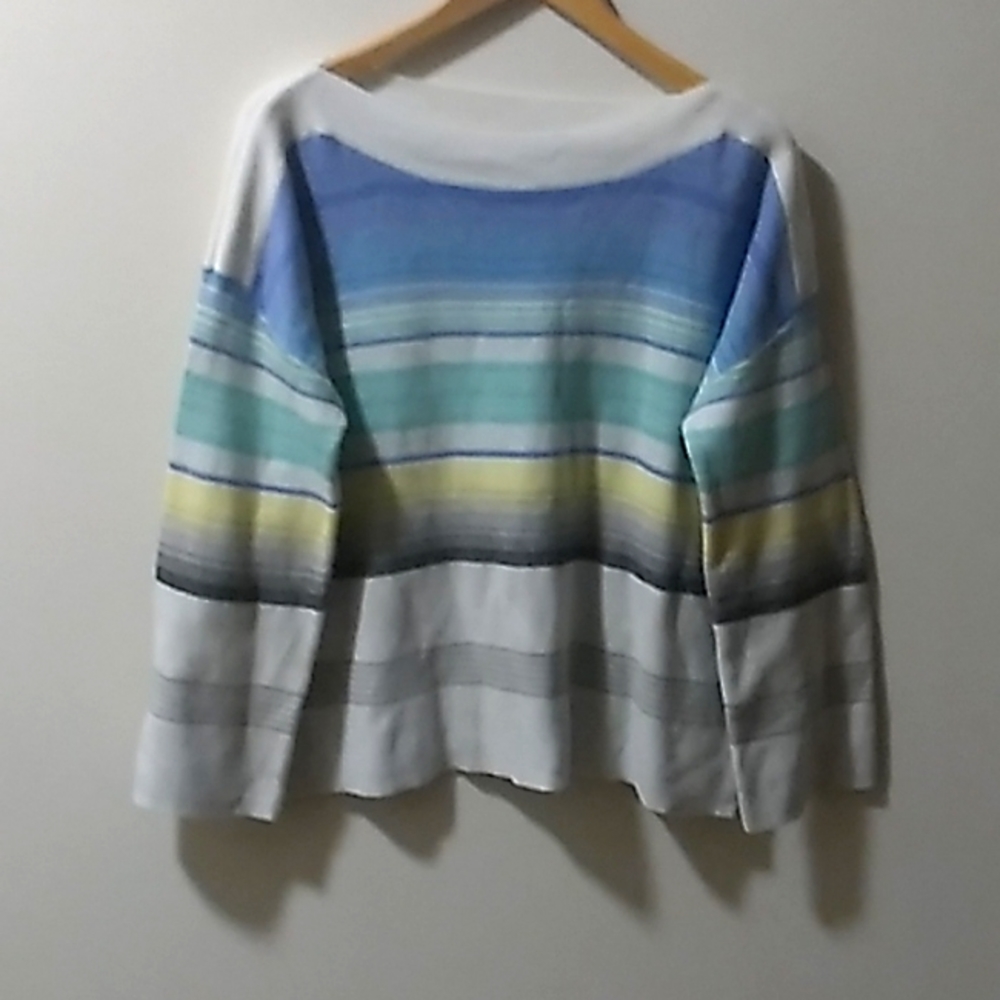 🔴 John Paul Richard Multicolored Striped Sweater 100% Cotton Large